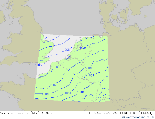 Atmosférický tlak ALARO Út 24.09.2024 00 UTC