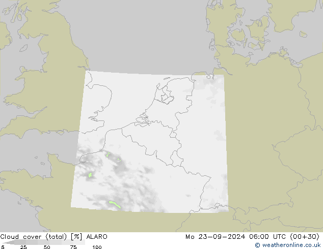 nuvens (total) ALARO Seg 23.09.2024 06 UTC