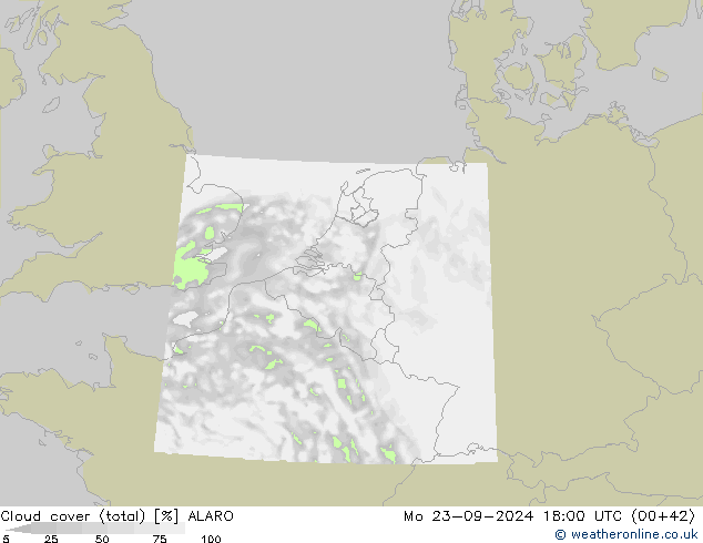 Bewolking (Totaal) ALARO ma 23.09.2024 18 UTC