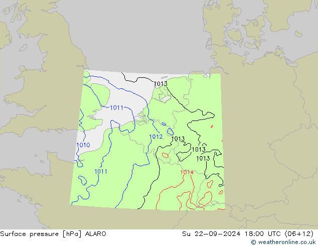 Surface pressure ALARO Su 22.09.2024 18 UTC