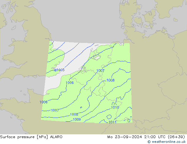 Surface pressure ALARO Mo 23.09.2024 21 UTC