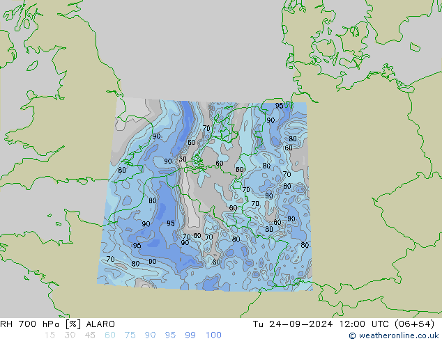 RV 700 hPa ALARO di 24.09.2024 12 UTC