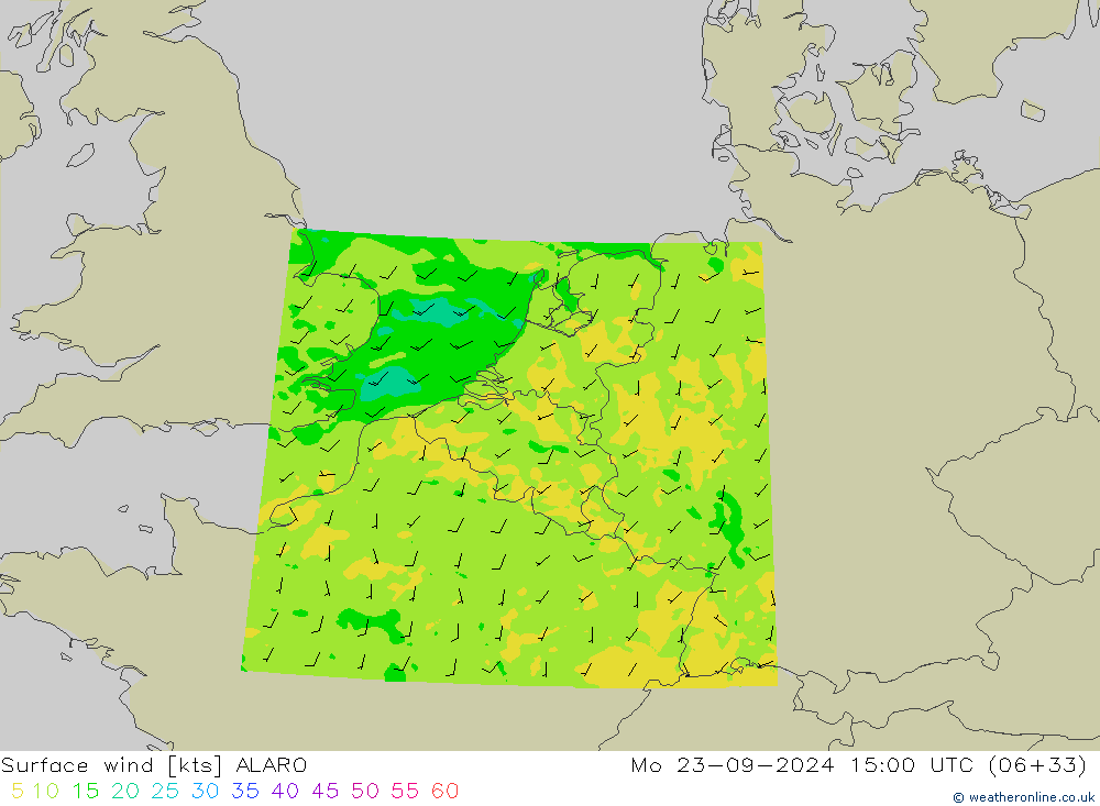 Wind 10 m ALARO ma 23.09.2024 15 UTC