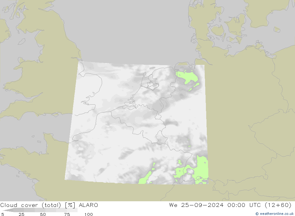 Wolken (gesamt) ALARO Mi 25.09.2024 00 UTC