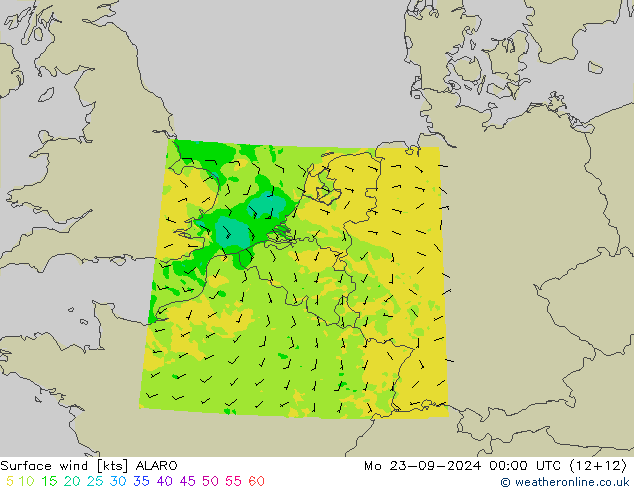 Wind 10 m ALARO ma 23.09.2024 00 UTC