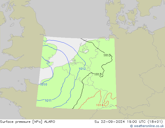 Atmosférický tlak ALARO Ne 22.09.2024 19 UTC