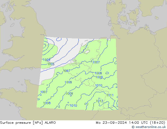 Surface pressure ALARO Mo 23.09.2024 14 UTC