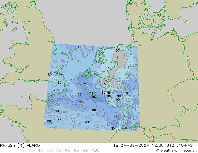 Humedad rel. 2m ALARO mar 24.09.2024 12 UTC