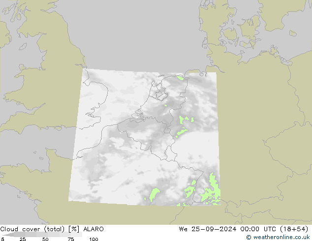 Bewolking (Totaal) ALARO wo 25.09.2024 00 UTC