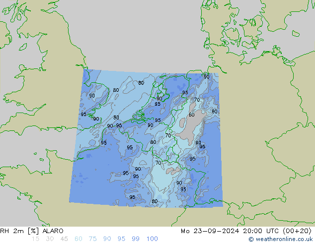 RH 2m ALARO Seg 23.09.2024 20 UTC