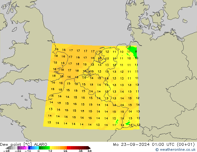 Rosný bod ALARO Po 23.09.2024 01 UTC