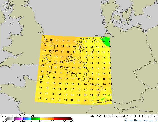 Punto di rugiada ALARO lun 23.09.2024 06 UTC