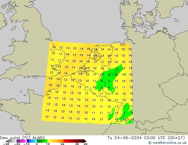 точка росы ALARO вт 24.09.2024 03 UTC