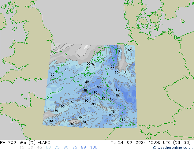 RV 700 hPa ALARO di 24.09.2024 18 UTC