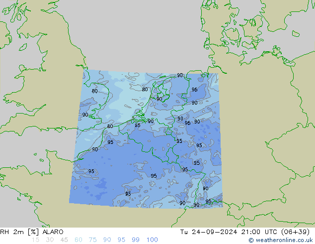 RH 2m ALARO вт 24.09.2024 21 UTC