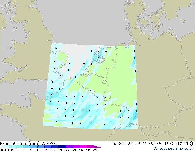 Precipitation ALARO Tu 24.09.2024 06 UTC