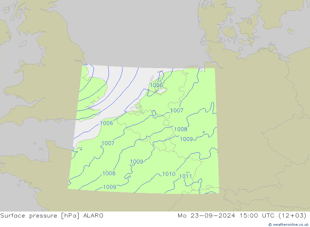 приземное давление ALARO пн 23.09.2024 15 UTC