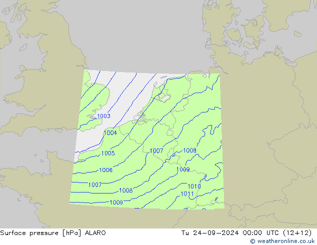 Surface pressure ALARO Tu 24.09.2024 00 UTC