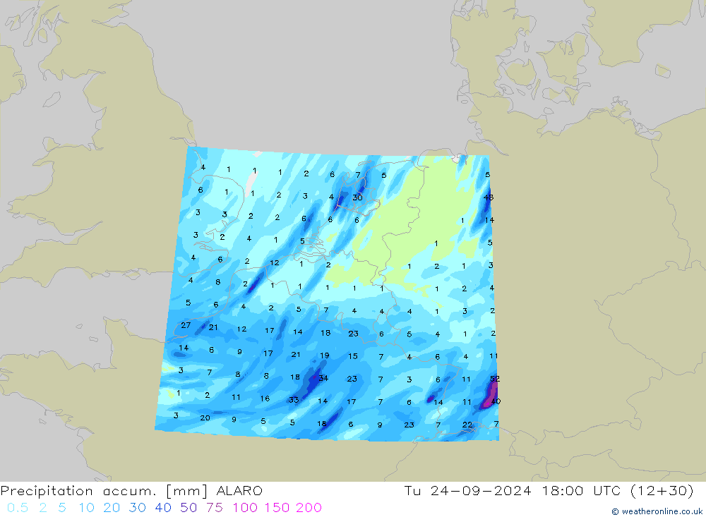 Precipitation accum. ALARO Ter 24.09.2024 18 UTC