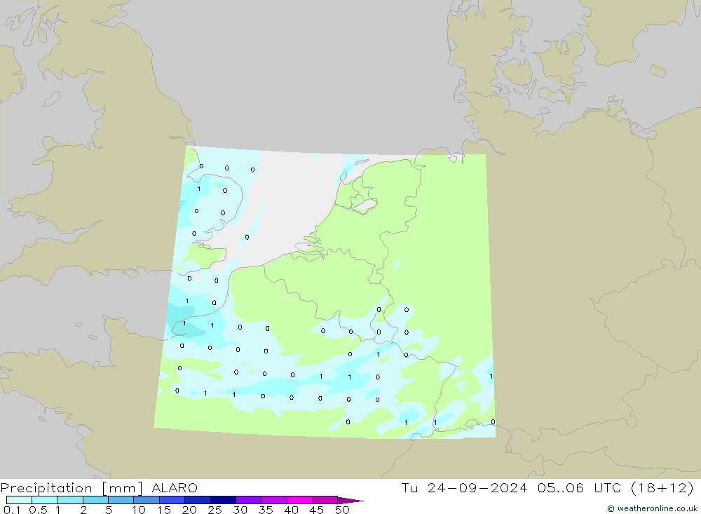 Precipitazione ALARO mar 24.09.2024 06 UTC