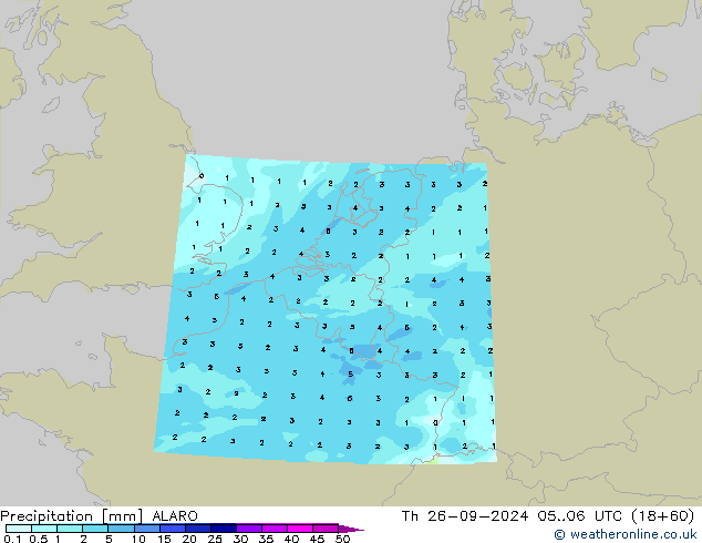 Srážky ALARO Čt 26.09.2024 06 UTC