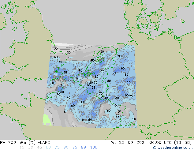 RV 700 hPa ALARO wo 25.09.2024 06 UTC