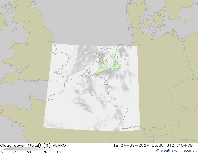 Nubes (total) ALARO mar 24.09.2024 03 UTC