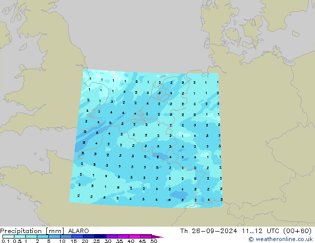 Srážky ALARO Čt 26.09.2024 12 UTC