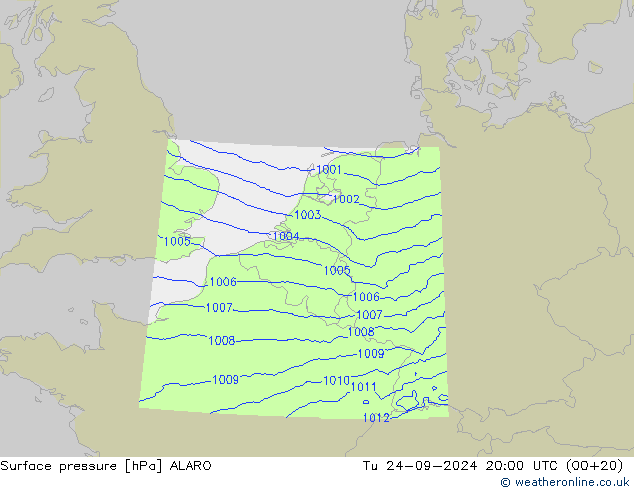 Surface pressure ALARO Tu 24.09.2024 20 UTC