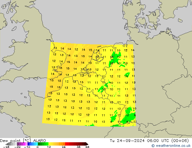 Çiğ Noktası ALARO Sa 24.09.2024 06 UTC