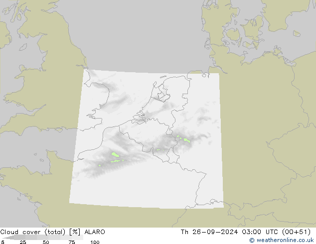 Nuages (total) ALARO jeu 26.09.2024 03 UTC