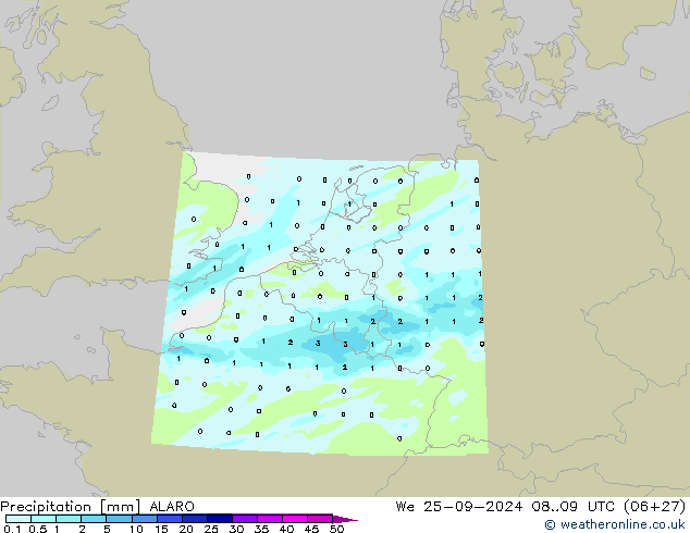 Precipitation ALARO We 25.09.2024 09 UTC