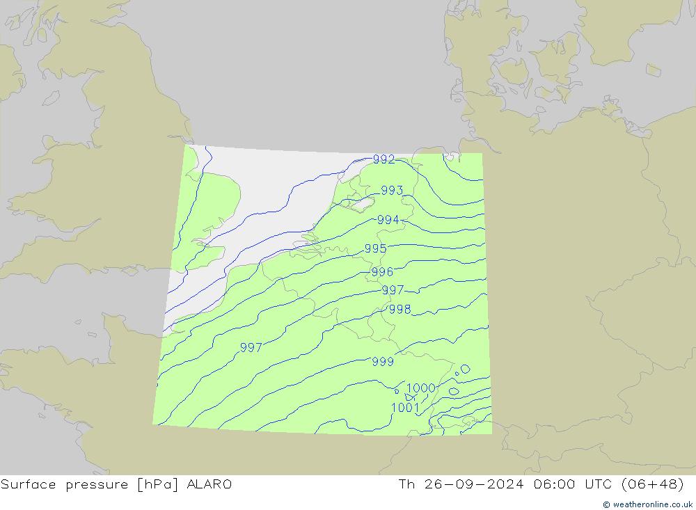 Atmosférický tlak ALARO Čt 26.09.2024 06 UTC