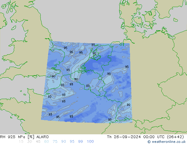 Humedad rel. 925hPa ALARO jue 26.09.2024 00 UTC