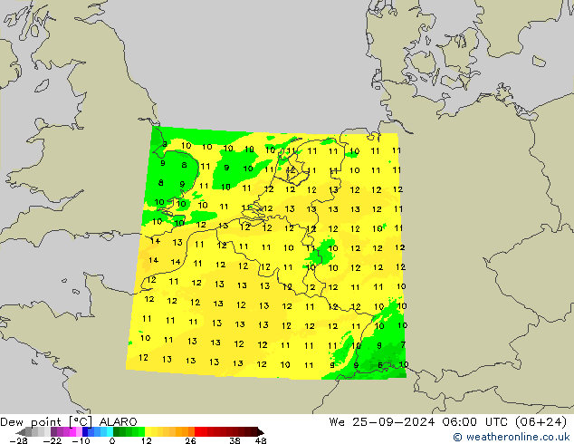 Point de rosée ALARO mer 25.09.2024 06 UTC