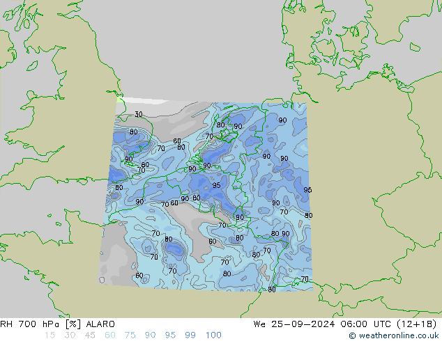 RV 700 hPa ALARO wo 25.09.2024 06 UTC