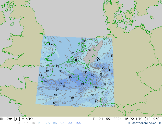 RH 2m ALARO Út 24.09.2024 15 UTC