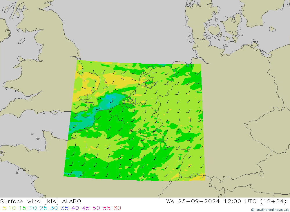 ветер 10 m ALARO ср 25.09.2024 12 UTC