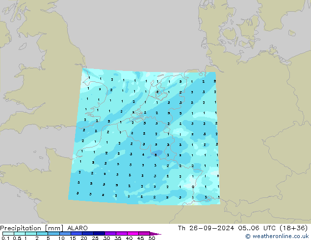 Précipitation ALARO jeu 26.09.2024 06 UTC