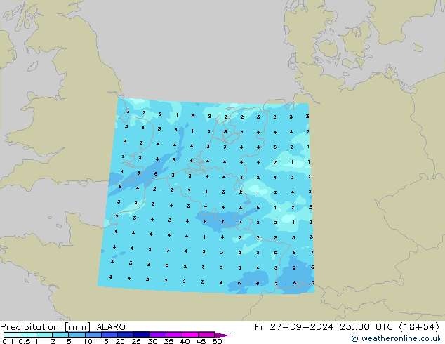 Neerslag ALARO vr 27.09.2024 00 UTC