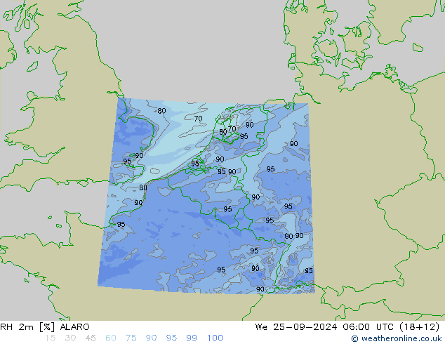 RH 2m ALARO St 25.09.2024 06 UTC