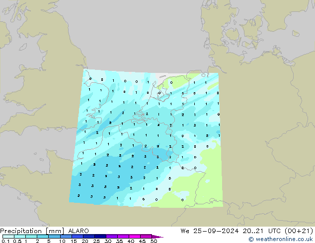 precipitação ALARO Qua 25.09.2024 21 UTC