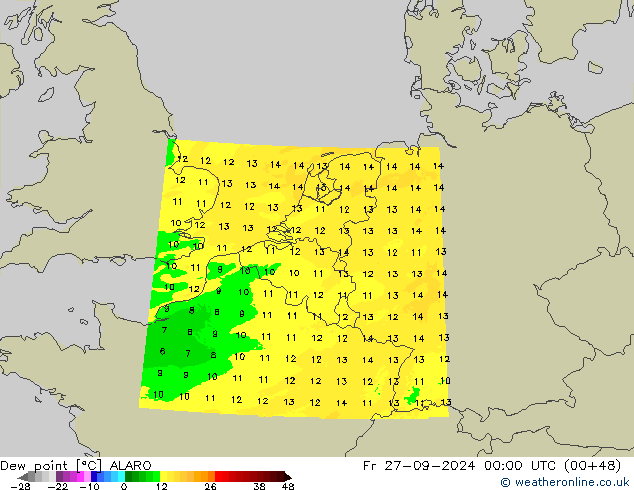 Punto di rugiada ALARO ven 27.09.2024 00 UTC