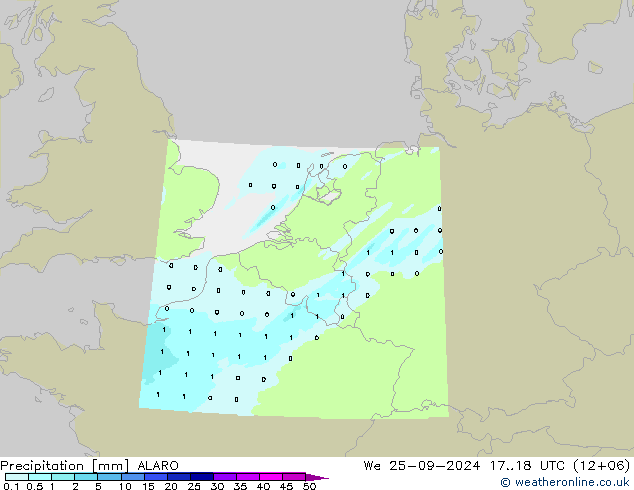 precipitação ALARO Qua 25.09.2024 18 UTC