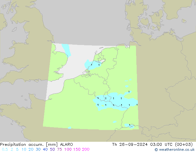 Précipitation accum. ALARO jeu 26.09.2024 03 UTC