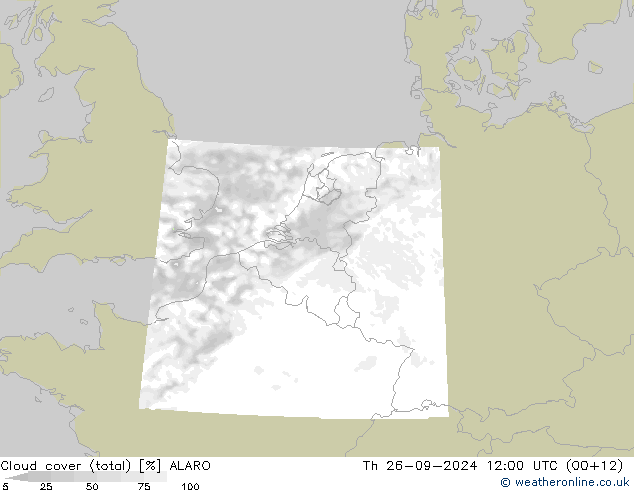 zachmurzenie (suma) ALARO czw. 26.09.2024 12 UTC