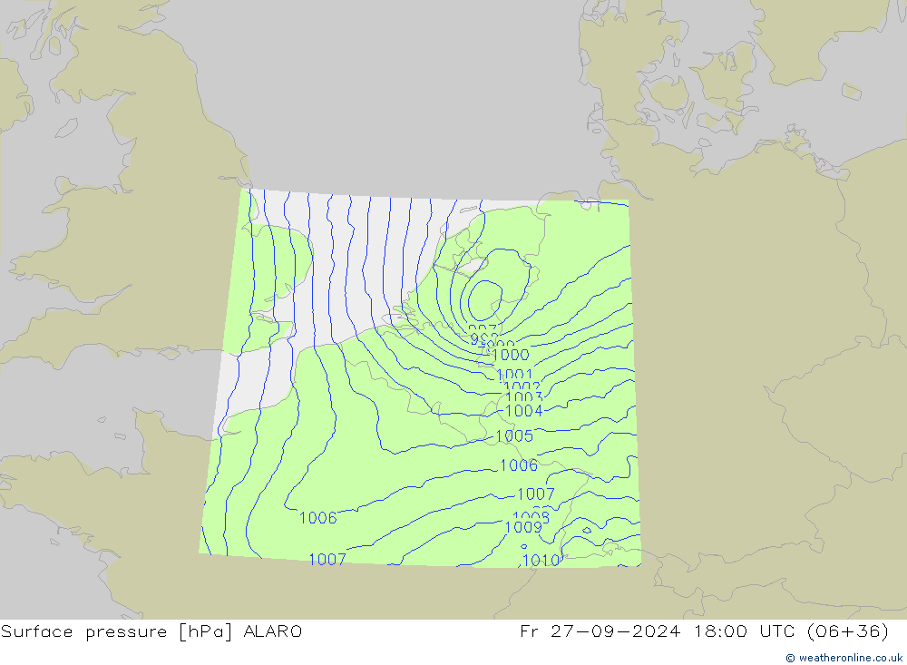 Luchtdruk (Grond) ALARO vr 27.09.2024 18 UTC