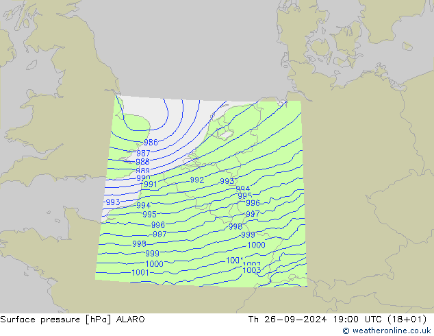 Surface pressure ALARO Th 26.09.2024 19 UTC