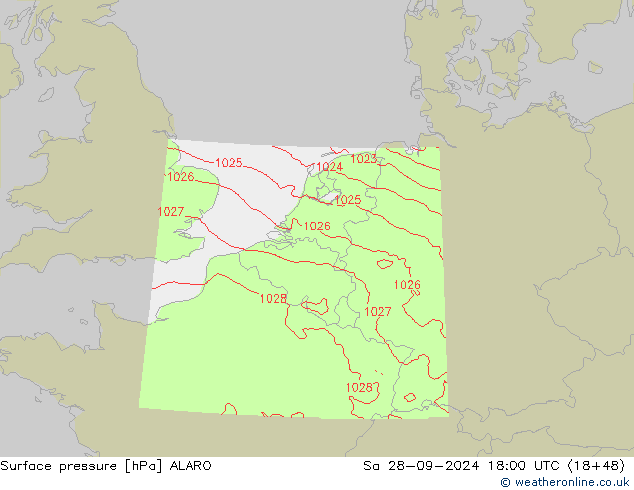 Luchtdruk (Grond) ALARO za 28.09.2024 18 UTC