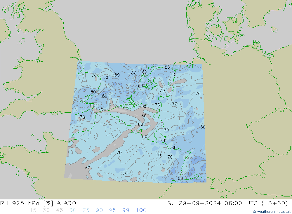 925 hPa Nispi Nem ALARO Paz 29.09.2024 06 UTC